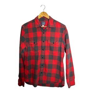 J.Crew Buffalo Check Shirt-Jacket Men's Slim Fit Size M Red & Black 100% Cotton